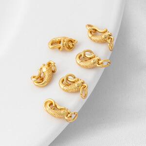
Ancient accessories bracelet, small gold-filled mini jewelry, gold-plated beaded fish buckle, color-preserving link, 18K handmade DIY buckle