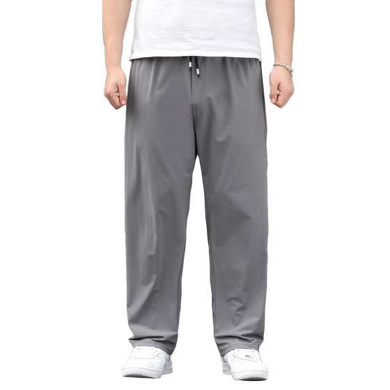 
Spring and Autumn elastic fat casual pants men's plus size sports pants loose straight plus fat plus thin high waist trousers