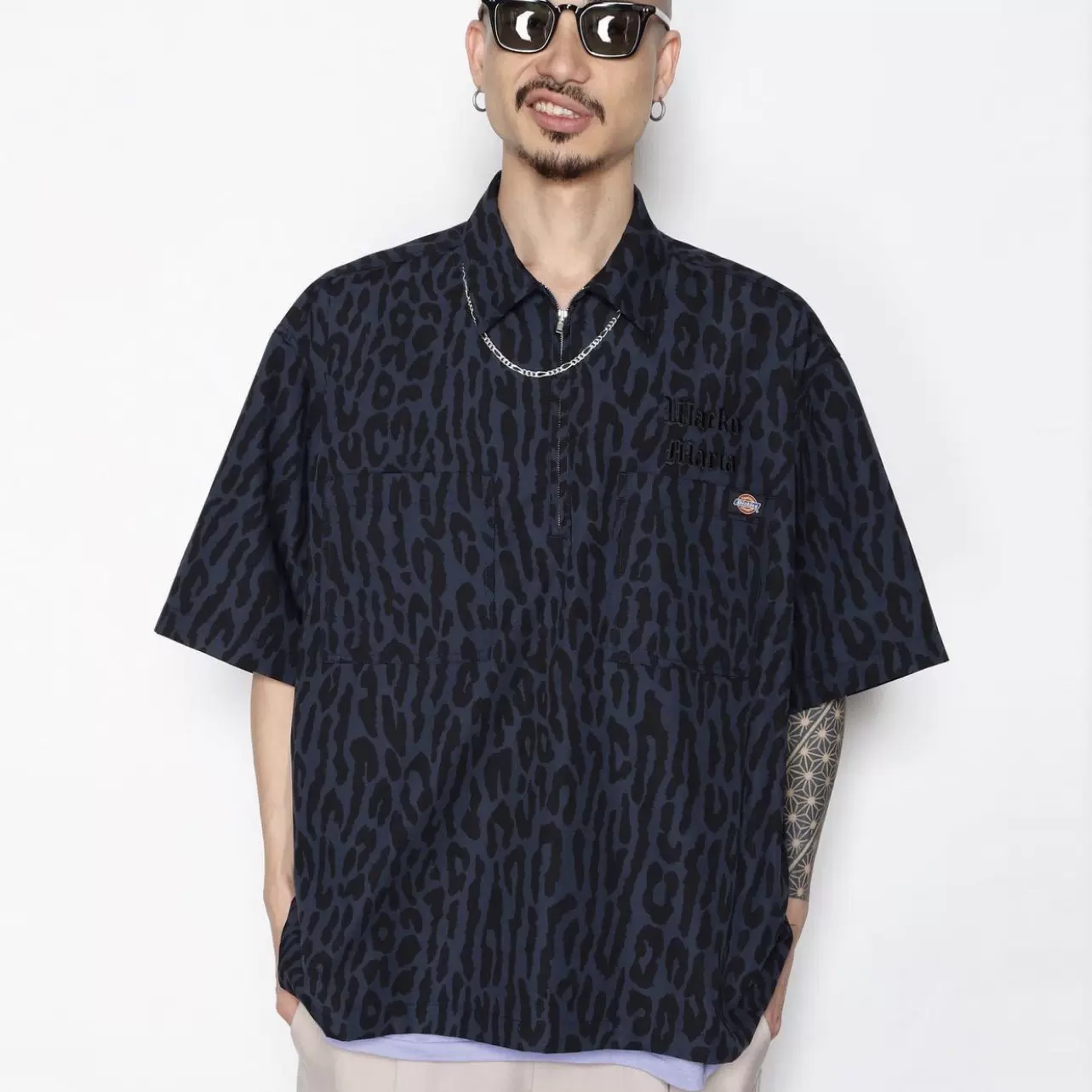 WACKO MARIA 22SS新款DICKIES / WORK SHIRT 豹纹纯色半拉链衬衫-Taobao