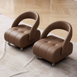 High-End Silent Swivel Stool with Backrest for Home Use, Italian-Style Swivel Chair with Wheels for Living Room