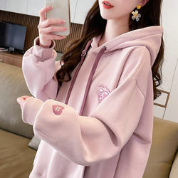 Hooded Sweatshirt for Women 2025 New Popular Spring and Autumn Korean Style Loose Thin Hooded Jacket for Middle School Students Versatile Outerwear