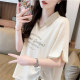 Ringling POLO shirt short -sleeved T -shirt women's summer Korean version loose large size women's contrasting color irregular split shirt
