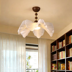 French-Style Petal Chandelier, Vintage Wabi-Sabi Design, Room Lighting, Retro Cream Style, Study Flower Bedroom Lamp