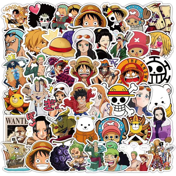 
One Piece Sticker Road Flying Suitcase Cartoon Sticker Laptop Tablet Phone Case Back Cup Cartoon iPad Small Waterproof No Glue Car Sticker Electric Car Decorative Pattern Seamless