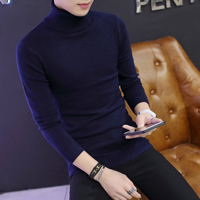 Men's turtleneck sweater winter thickened sweater Korean style slim ...