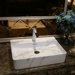 Countertop Wash Basin Bathroom Ceramic Imitation Marble Wash Basin Art Basin Square Basin Home