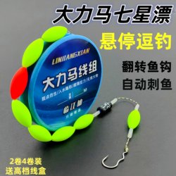 Hovering Float Fishing Rig with Seven-Star Float, No-Tune Main Line Set, Strong Braided Line, Automatic Flipping Hook, Large Float, High Sensitivity