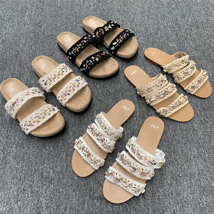 
Cross-border original single hot style fashionable and versatile outside wearing bag-toe sandals casual and comfortable beach shell one-line slippers