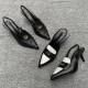 Foreign trade early spring single shoe female new pointed French -style Baotou color -colored small gold coins after empty sandals