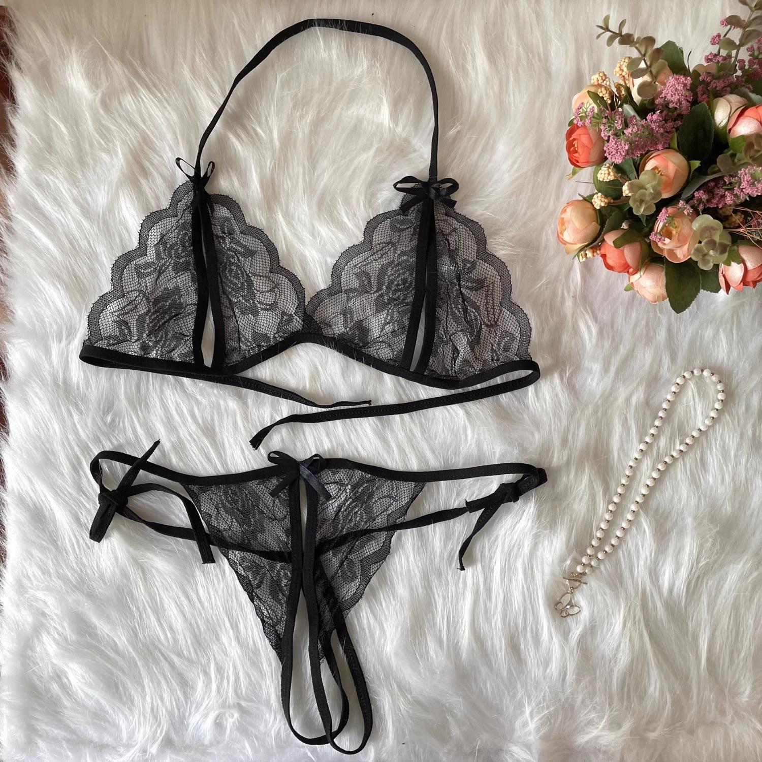 性感睡衣女蕾丝吊带睡裙透明薄款大码带钢圈宽松冰丝小胸聚拢内衣