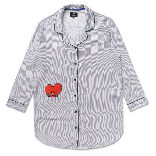 Pijama BT21 Estilo Coreano, Camisón de Rayas Finas Manga Larga