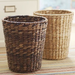 Rattan-Style American Simple Woven Trash Can, Natural Handmade Straw Basket for Living Room and Bedroom, Round Household Paper Basket, Flower Bucket