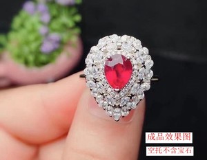 
New S925 sterling silver water drop ring silver empty holder size 6*8mm fashion luxury full diamond gift popular jewelry