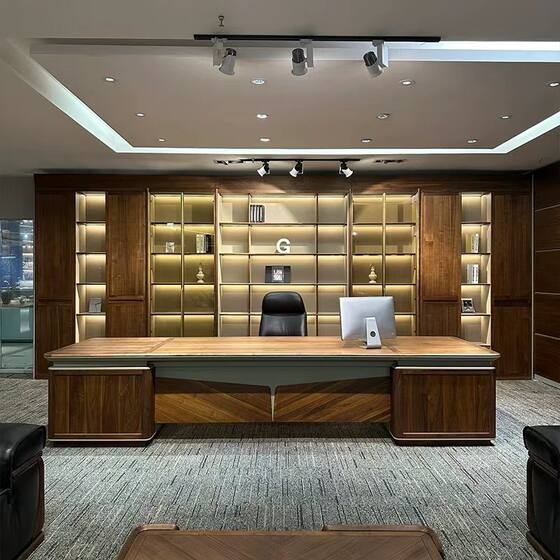 
Modern light luxury boss desk new Chinese style solid wood desk general manager chairman high-end atmospheric office furniture
