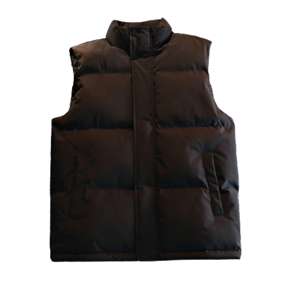 Down cotton vest men's autumn and winter thickened warm standing collar versatile loose large size high-end couple casual vest
