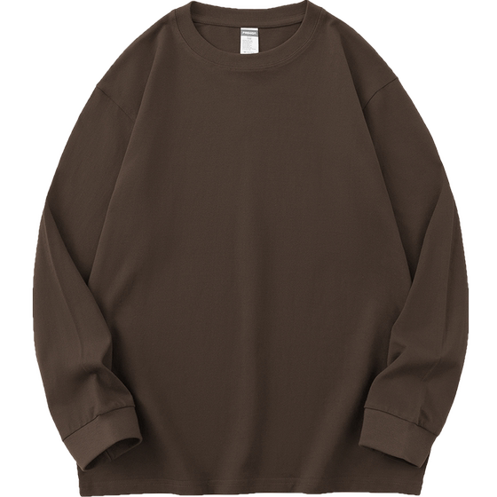 
260g American heavyweight pure cotton long-sleeved T-shirt men's loose trendy cotton autumn and winter base shirt solid color round neck autumn clothes