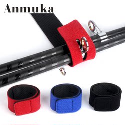 Lure Fishing Rod Binding Tape with Magic Rod Straps, Black, Blue, Red, Super Elastic Wrist Strap, Fishing Outdoor Fishing Supplies