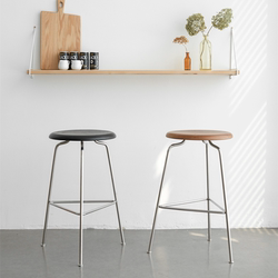 Ant Bar Stool Japanese-Style Stainless Steel Bar Chair High-Legged Home Modern Minimalist Island Chair Solid Wood Bar Stool Dining Chair