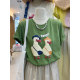 2024 summer new Korean version round neck loose versatile temperament duck fashionable printed short-sleeved T-shirt women's top
