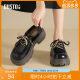 Dadong Loafer Women's Shoes 2025 Autumn New Fashion, Casual Simple Thick Heel High Heel Lace Round Head Q0146