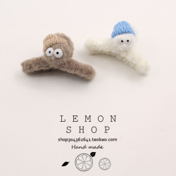 Cute Plush Hair Clip, New Autumn/Winter 2025 Korean Internet Celebrity Style, High-End Hairpin, Back of the Head Shark Clip