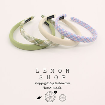 Spring and summer new hair hoop grid head hoop solid color
