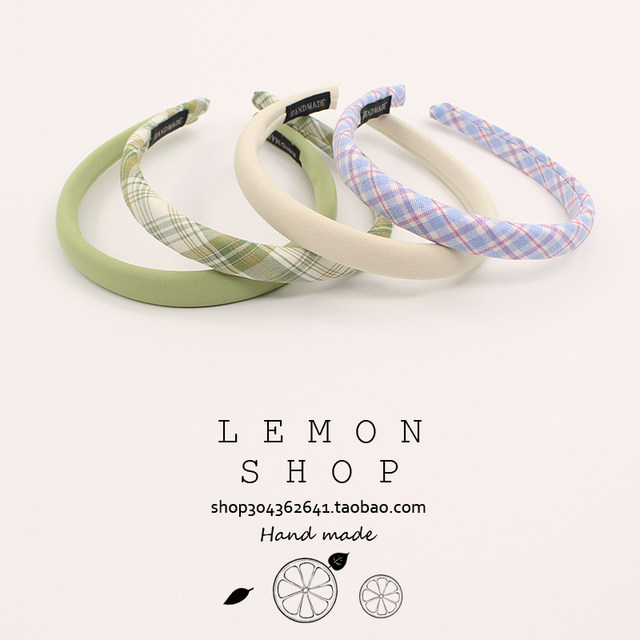 Spring and summer new style hairband plaid headband solid color hairpin retro French internet celebrity ins Korean sweet temperament hair cave