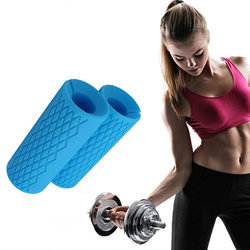 A Pair of Silicone Dumbbell Barbell Grip Covers Kettlebell Handle Grips Gym Equipment Mechanical Bar Front Training Solid