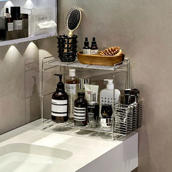 Stainless Steel Washbasin Side Storage Rack Bathroom Toilet Sink Double-Layer Skin Care and Cosmetics Storage Rack