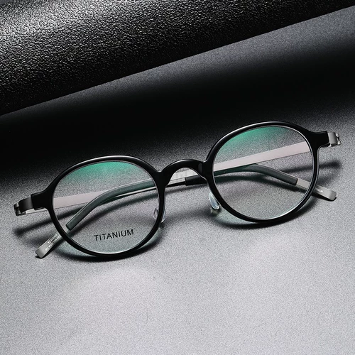 Большое лицо High Myopia 9G Retra -Ultra -Slight Glasses Pure Titanium Зеркало, горизонтальная пластинчатая рама горизонтальная пластина рама круглой коробки, Линде 1011