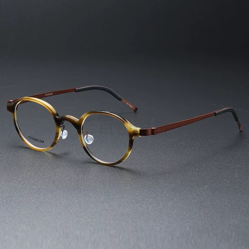 Большое лицо High Myopia 9G Retra -Ultra -Slight Glasses Pure Titanium Зеркало, горизонтальная пластинчатая рама горизонтальная пластина рама круглой коробки, Линде 1011