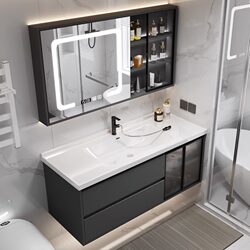 Smart Bathroom Cabinet Combination Ceramic Integrated Basin Bathroom Set Hand Wash Basin Mirror Bathroom Sink
