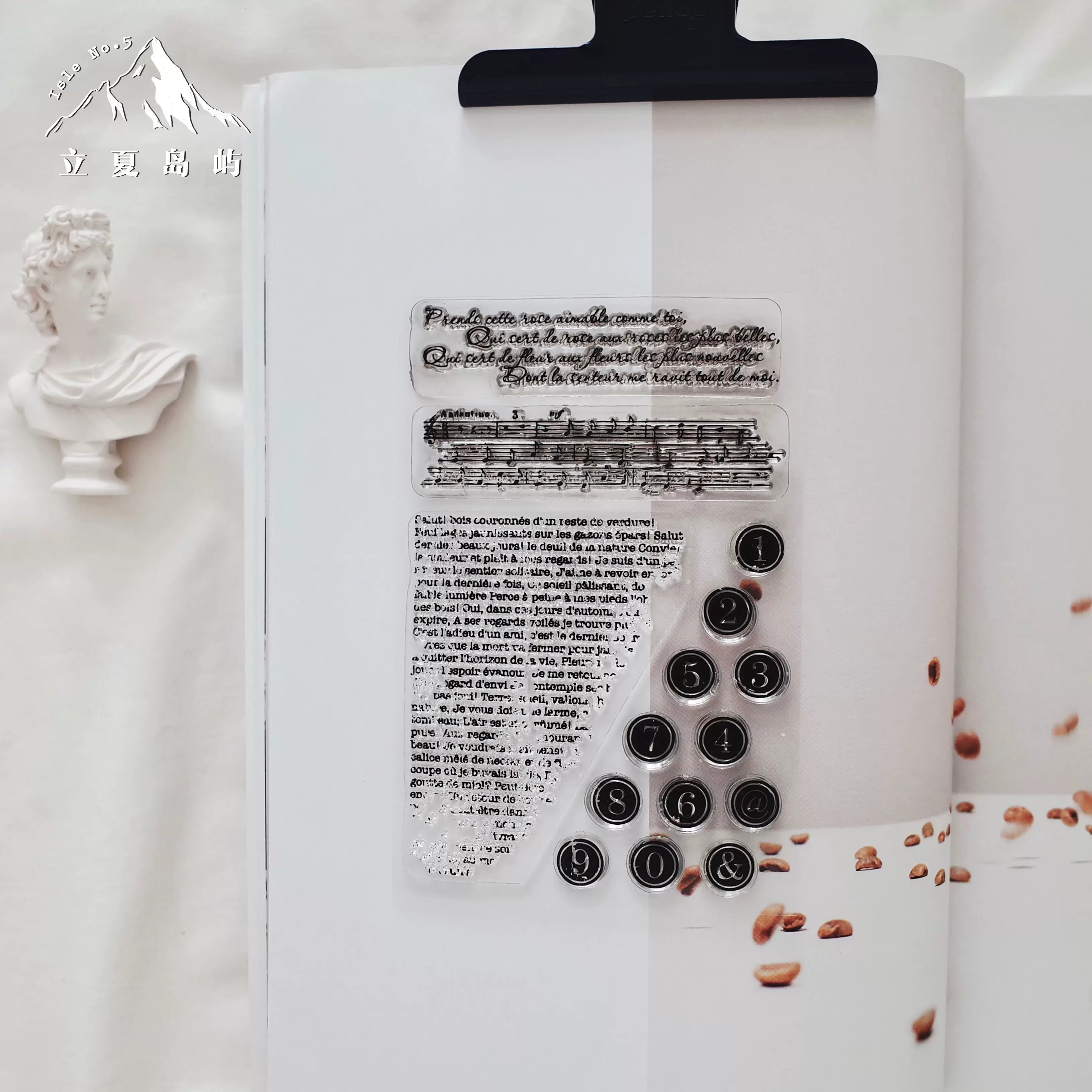 現貨】美國打字機鍵盤復古圓形數字符號&打底背景矽膠透明印章