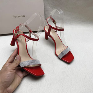 
Shopping mall cabinets genuine fashionable rhinestone decoration open-toe fashion shoes for women's summer new fabric one-liner sandals