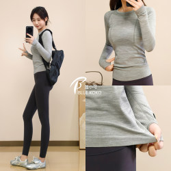 Blue Xiaoke Blue Yoga Clothes, Quick-Drying, Slim-Fitting, Slimming Fitness Clothes, Yoga Long-Sleeved Tops, Running Sports T-Shirts