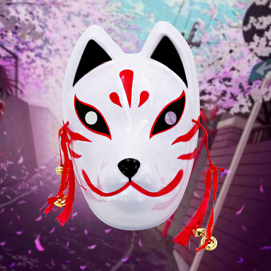 狐の面 - 日本風、蛍光の森のダンス - 男女兼用ハロウィンマスク