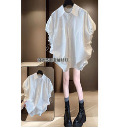 High-End Design, Loose-Fitting, Belly-Covering Casual Shirt for Women, Summer Style for Plus-Size Girls, Stylish and Age-Reducing Shirt Top