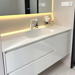 Solid wood cream style bathroom cabinet combination