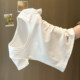 White U-neck, straight shoulder short-sleeved T-shirt for women in summer slim Korean style for inner wear short base shirt embroidered top