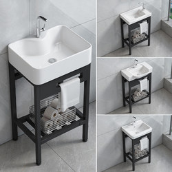 No-Drill Integrated Ceramic Washbasin for Small Bathrooms, Thickened Stand, Balcony Washstand, Waterproof