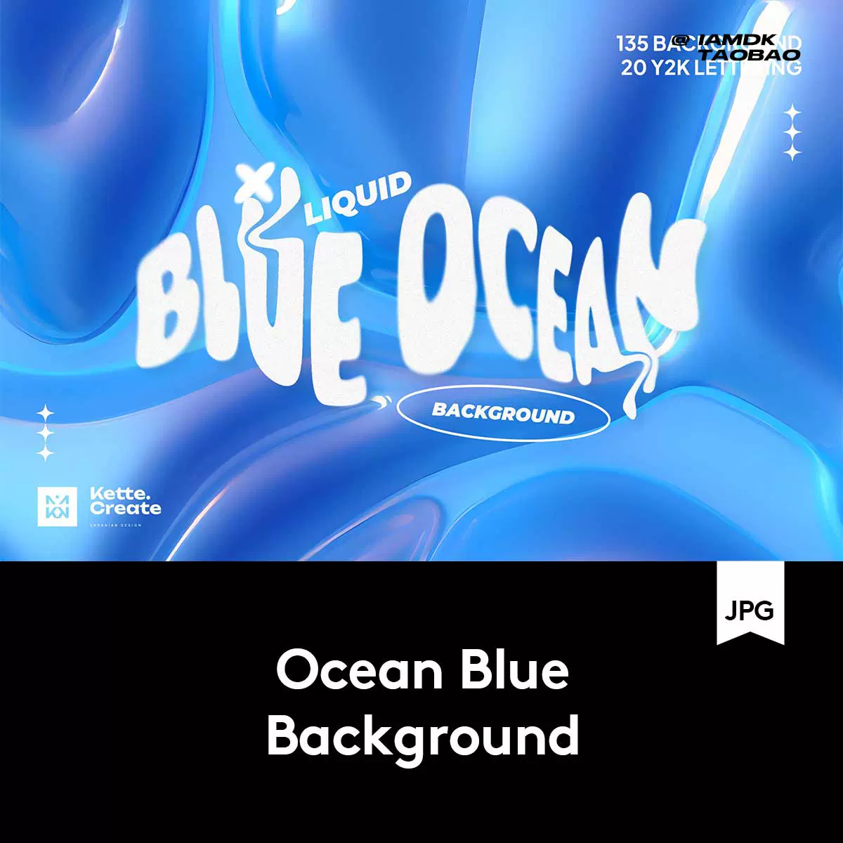 165款蓝色3D流体海洋波浪元素背景Y2K涂鸦抽象文字图片设计, image size:1200x1200