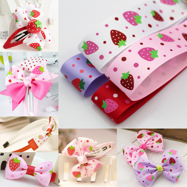 25 new new ribbon ribbon accessories accessories handmade iy hair card hair accessories children's bow material strawberry
