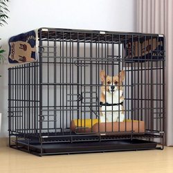 Dog Cage, Wire Cage, Foldable Pet Cage, Teddy Small and Medium-Sized Dog Wire Cage, Indoor Home Use