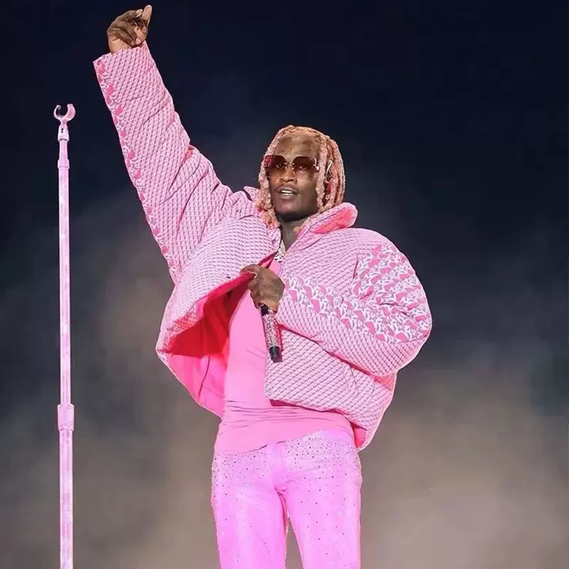 Young Thug Sp5der 555 Pink Puffer Jacketセットアップ