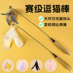 Cat Toy Teaser Stick, Cat Self-Entertainment Gadget, Kitten Energy-Consuming Toy with Bell, Replaceable Head, Kitten Supplies