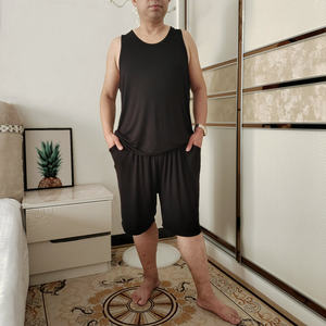 夏清凉加肥大码无袖短裤男睡衣套装莫代尔棉跨栏背心家居服350斤