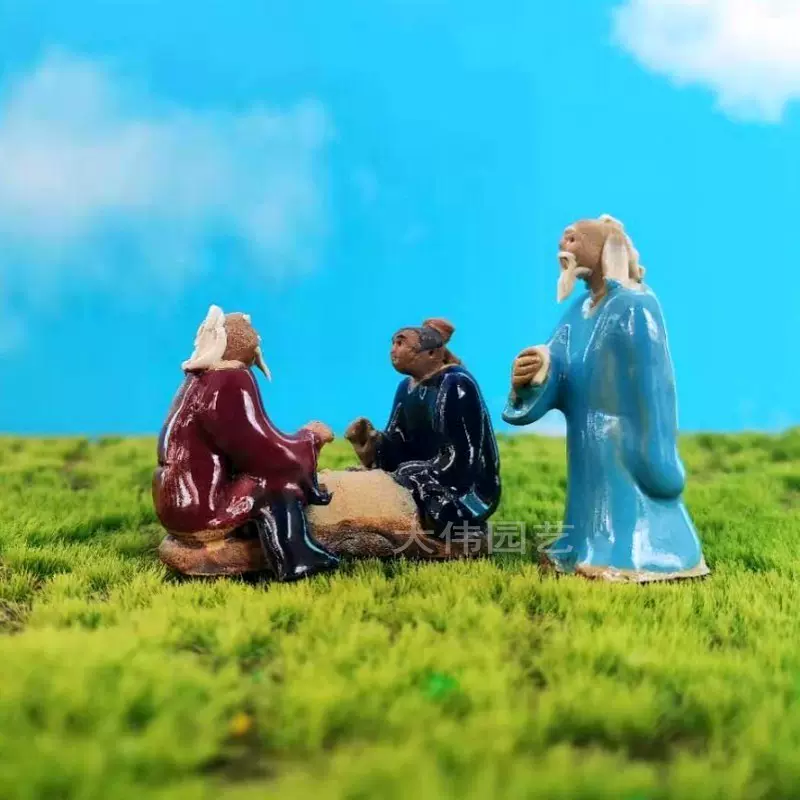 雙人下棋人物擺件圍棋對弈微景觀裝飾盆景魚缸佈景上水石假山配件-Taobao 