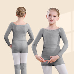 Winter Dance Clothes for Children, One-Line Collar Sweater, Long-Sleeved Top, Girls' Ballet Practice Gymnastics Chinese Warm Suit