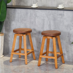 Solid Wood Bar Chair Creative Rotating Bar Chair Retro American Milk Tea Coffee Shop High Stool Bar Chair Simple and Modern