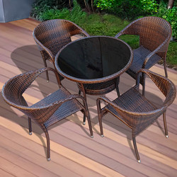 Outdoor Courtyard Tables and Chairs, Balcony Rattan Chairs, Tea Table and Chair Set, Waterproof and Sun-Resistant, Outdoor Rural Yard Rattan Chairs